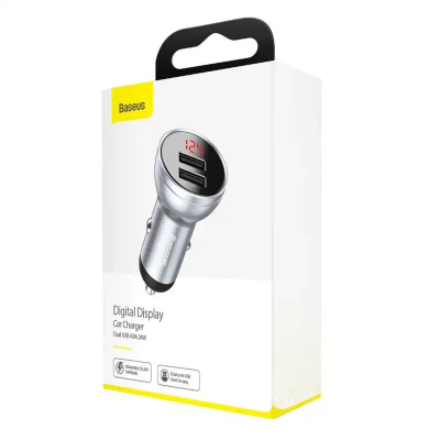 Karikues makine Baseus Digital Display CCBX-0S, 2x USB, 4.8A, argjendt