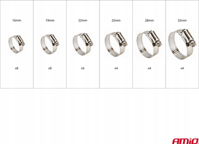 Set kapëse me vidë AMiO 04125, 34 copë, çelik inox