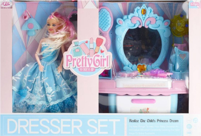 Tavolinë grimimi lodër Mega Creative Dressing Table, me pasqyrë, me drita edhe zë, rozë