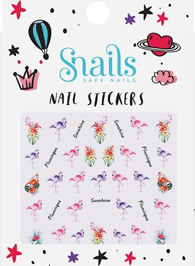 Лепенки за нокти Snails Flamingos, декоративни, за деца, во повеќе бои