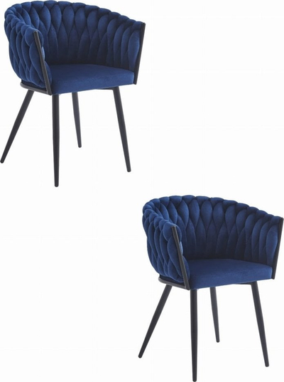 Set karrigesh salloni ORION, kadife, këmbë metal, blu navy
