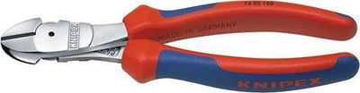 Странична преса Knipex 74 05, голема сила на сечење, двокомпонентна рачка, црвено сина