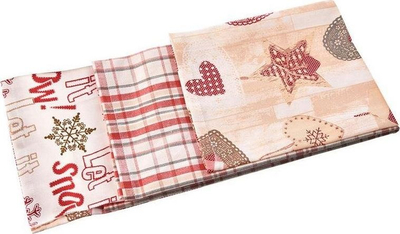 Set peshqirë kuzhine Orion Kitchen Towel Heart, 50x70cm, 3 copë, ngjyrë bezhë e kuqe