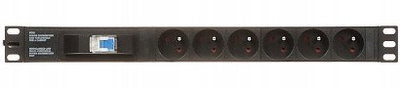 Zgjatues elektrik PD-6/R-1P, 6 dalje, kabllo 1.8m, për kabinet 19" RACK, gri