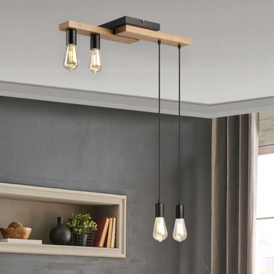 Llambë tavani Lamkur Cortina 50515, 4x15W, E27, lisi/e zezë