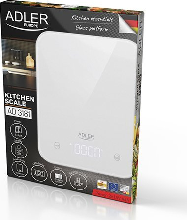 Peshore kuzhine Adler AD 3181W, LED, ndarje 1 g, e bardhë