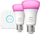 Poça elektrikë x2 + urë lidhëse Philips Hue, E27 RGBW, 9W 