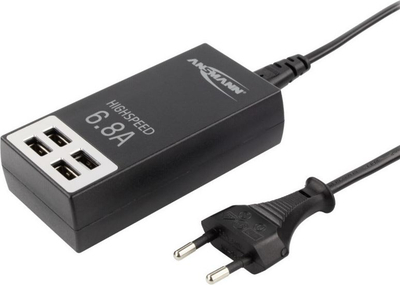 Karikues muri USB Ansmann 1001-0032, me 4 porta, 6.8A, ngjyrë e zezë