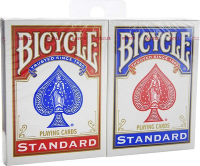 Letra loje Bicycle Rider Back 2 Pack Standard Index, set 2 kuverta, madhësi poker, shumëngjyrëshe