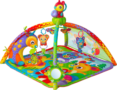 Dyshek loje Playgro Woodlands Music and Lights, projektor muzikor, lodra të varura, shumëngjyrësh