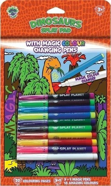 Set kreativ me libër dhe markera magjikë Dinosaurs, 20 faqe, 10 markera, shumëngjyrësh