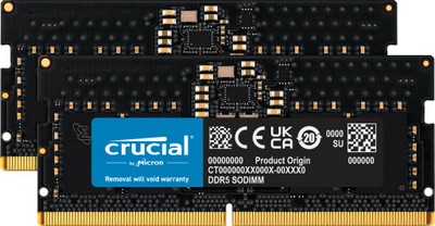 Memorie RAM laptop Crucial DDR5 SODIMM, 32GB 2x16GB, 4800MHz, e zezë