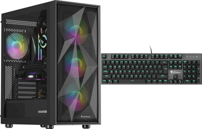 Set gaming Genesis Diaxid 605 ARGB me Thor 300, mid tower, tastierë mekanike Outemu Blue, i zi