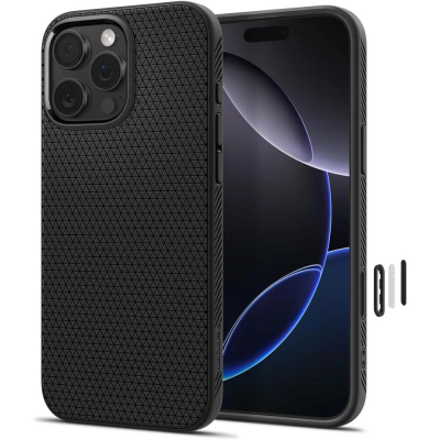 Këllëf telefoni Spigen Liquid Air T MagSafe për iPhone 16 Pro Max, TPU, i zi mat