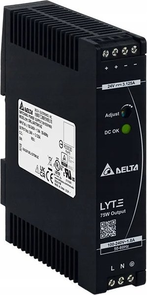 Furnizim me rrymë Delta LYTE DRL-24V75W1PN, 24V DC, 75W, i zi