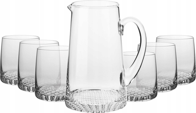 Сет бокал и 6 чаши Krosno Fjord, 300ml, 1L, транспарентен