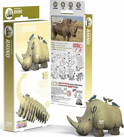 Puzzle 3D Eugy Rhino, 24 pjesë, lodër edukative, shumëngjyrësh