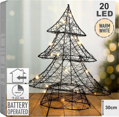 Bredh zbukurimi me drita Orion, 20 LED, 30 cm, metal, i zi