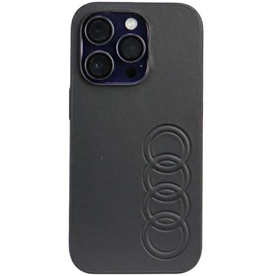Kapak telefoni Audi për iPhone 14 Pro, 6.1", lëkurë sintetike, i zi