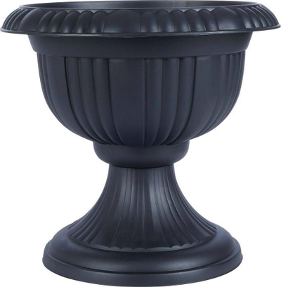 Vazo dekorative Koop, 36cm, plastike, gri me valëzime