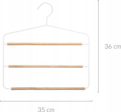 Varëse për pantallona dhe funde 5five Simply Smart Pants Skirt Hanger, 3 nivele, metal, e bardhë