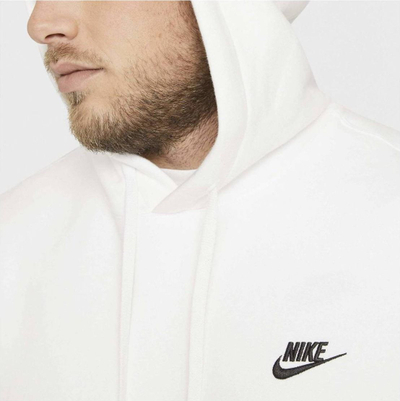 Bluzë me kapuç Nike Sportswear Club Fleece për meshkuj, pambuk, e bardhë e zezë