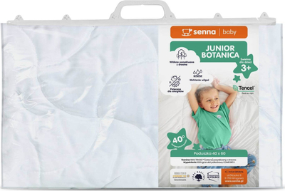 Jastëk fëmijësh PILLOW Junior Botanica, 40x60 cm, pëlhurë Lyocell TENCEL, i bardhë