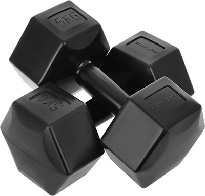 Set hantellash Eb Fit Bitumic, 2 x 5kg, material kompozit, të zeza