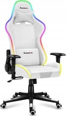 Karrige gaming Huzaro Force 6.2, LED RGB, ergonomike, e bardhë