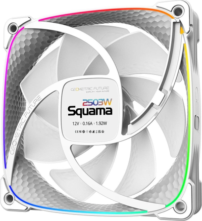 Ventilator kase Geometric Future Squama 2503W, set 3 copë, 120 mm, RGB, i bardhë