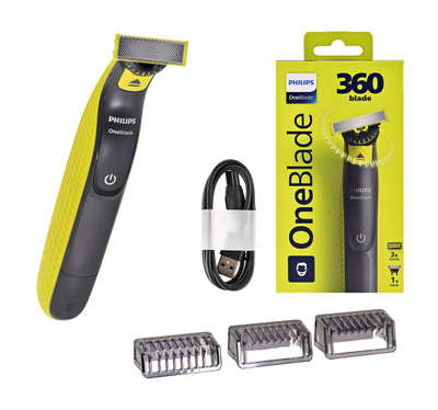 Trimer elektrik Philips OneBlade 360 QP2724/23 Face, për fytyrë, karikim USB, gri e gjelbër