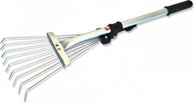 Fshesë kopshti Small Adjustable Wire Rake, metalike, dorezë e rregullueshme