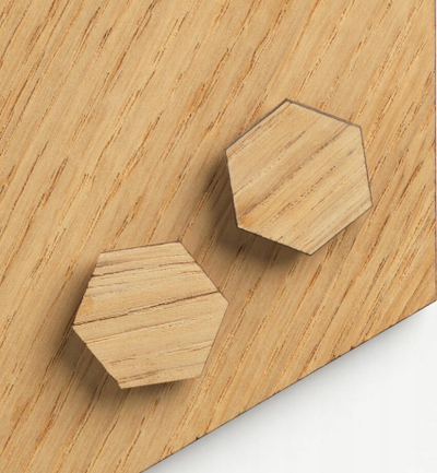 Magnete dekorativ Naga Hexagon, set 2 copë, dru, ngjyrë natyrale