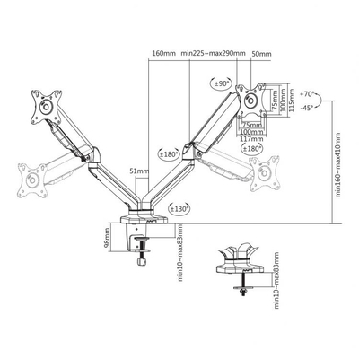 Mbajtëse për monitor 17''-32" SBOX LCD-S024
