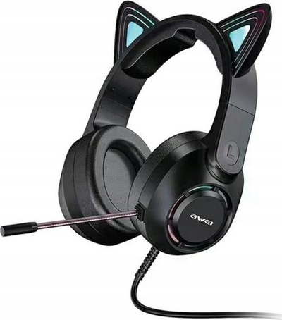 Kufje gaming Awei GM-9 Over-Ear, me mikro, me drita LED, të zeza