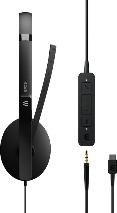 Kufje Epos ADAPT 165, me kabllo USB C, për zyra, të zeza