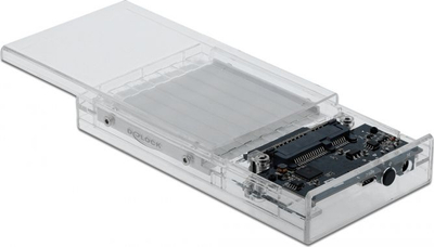 Kuti e jashtme për disk DeLOCK Dual Enclosure, 2 x 2.5", USB Type C, SATA 6 Gb/s, transparente