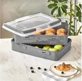 Kuti transporti për ëmbëlsira Takeaway Duplex L-00718-2, karton i fortë, ngjyrë antracit