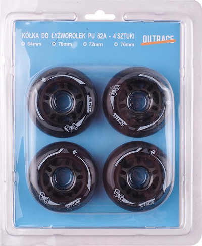 Тркала за ролерки Outrace, 70 mm, 82A, 4 парчиња, црни