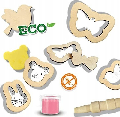 Set plasteline SES Creative Eco Dough 24917, 3 ngjyra, me vegla druri