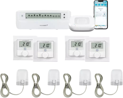 Set fillimi për ngrohje nën dysheme Homematic IP Starter Bundle V2, për 4 dhoma, i bardhë