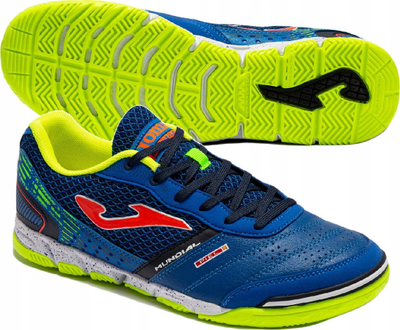 Atlete futsalli Joma Mundial 22 Indoor, me shollë jo-shqitëse, për të rritur, blu me neon