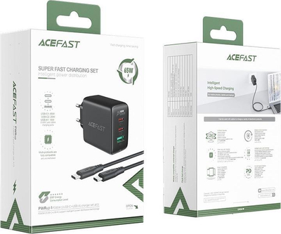 Karikues GaN ACEFAST A13, 65W, 2x USB C USB A, me kabllo USB C, i zi