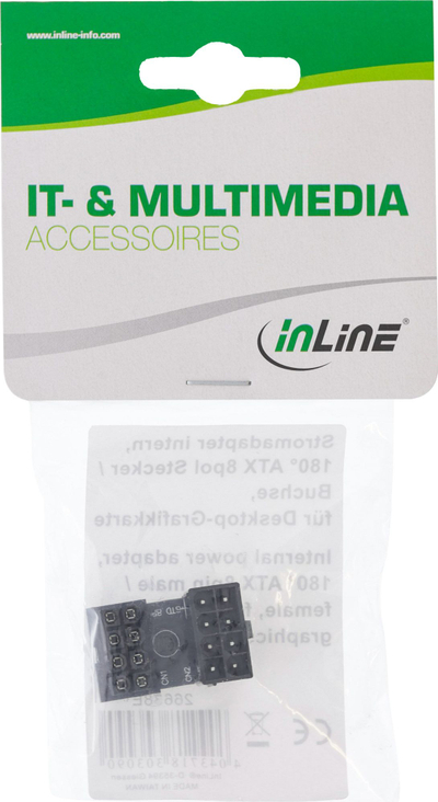 Adapter InLine 26638E, 8-pin PCIe te GPU, kënd 180°, i zi