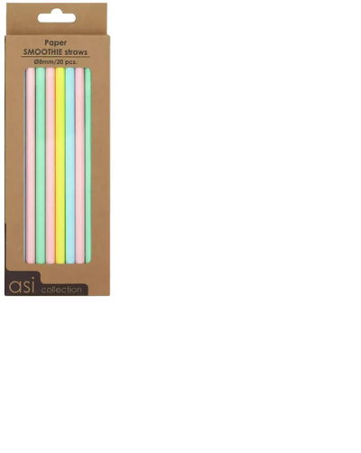 Shkopëza letre për smoothie ASI Collection, 21 cm, Ø8 mm, shumëngjyrëshe, 20 copë