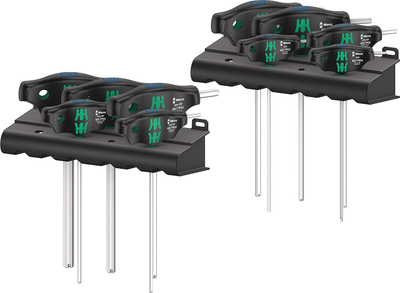 Set kaçavidash T-Handle Wera 454/10 HF Imperial, 10 copë, për vida imbus, i zi