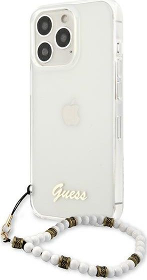 Mbështjellës telefoni Guess GUHCP13LKPSWH, për iPhone 13 Pro dhe 13 6.1", hardcase transparent, White Pearl