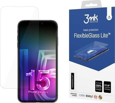 Mbrojtëse ekrani 3MK FlexibleGlass Lite për Apple iPhone 15 Pro Max, xham hibrid 0.16mm, transparente