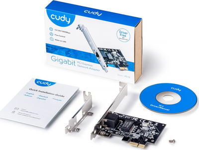 Kartë rrjeti Cudy PE10, PCI Express, Gigabit 1000 Mbps, e zezë
