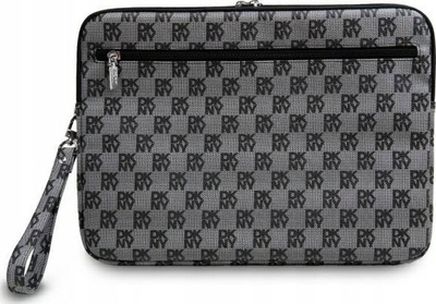 Чанта за лаптоп DKNY PU кожа со шара шаховска табла и пруги, 13-14", црна